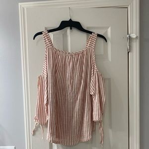 Cold shoulder striped top